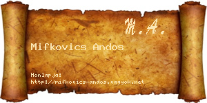Mifkovics Andos névjegykártya